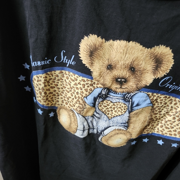Oneita Teddy Bear Design Black T shirt XL - Picture 2 of 7